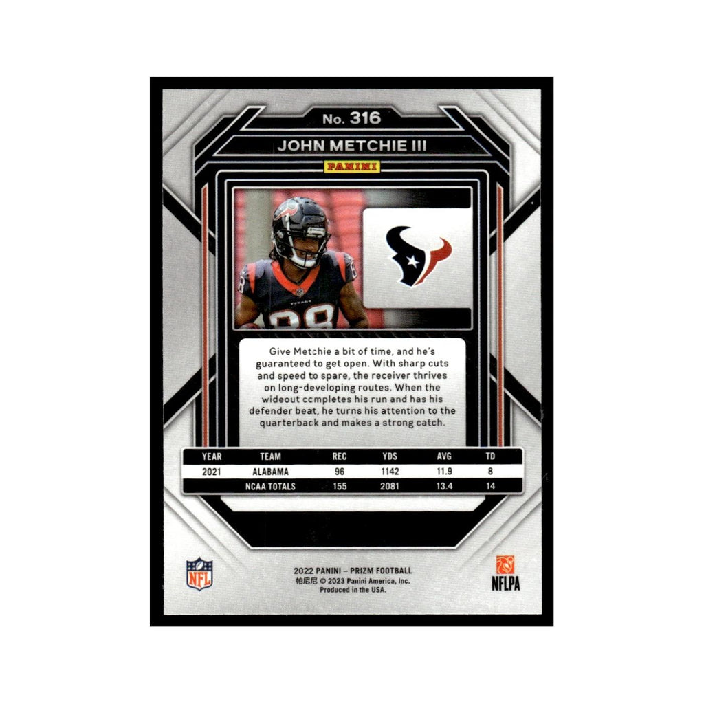 John Metchie III Rookie 2022 Panini Prizm #316 Houston Texans Football Card NM