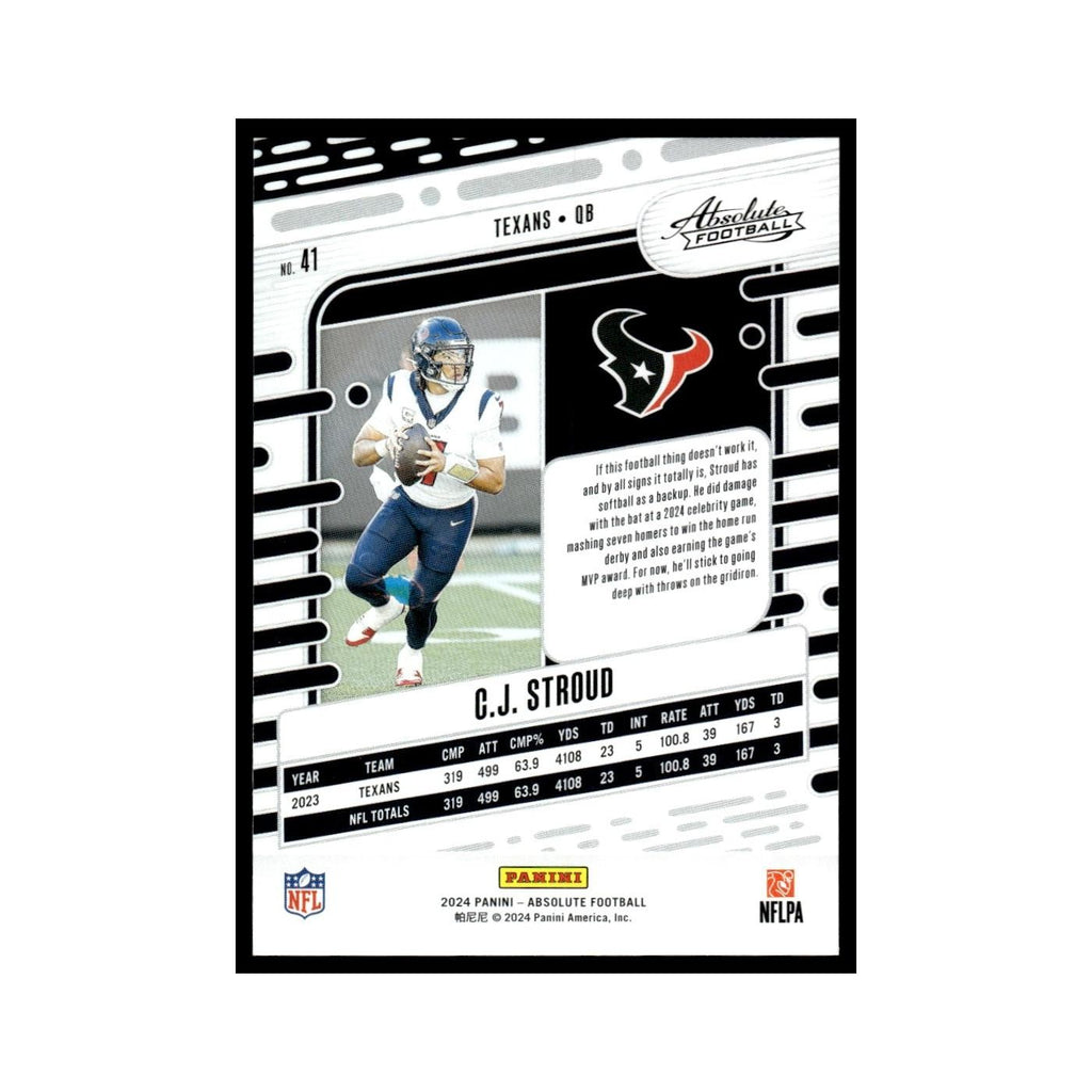 C.J. Stroud 2024 Panini Absolute #41 Houston Texans Football Card NM