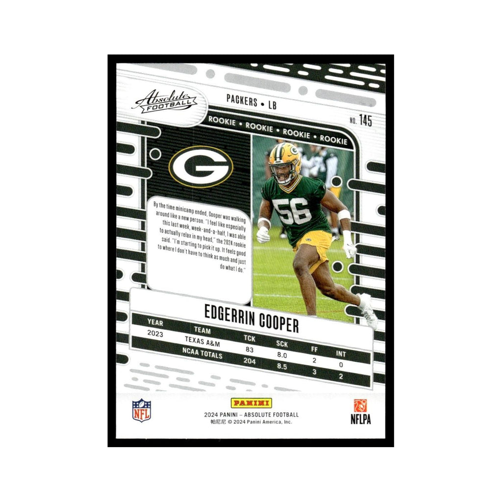 Edgerrin Cooper Rookie 2024 Panini Absolute #145 Green Bay Packers NM