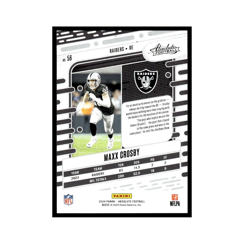 Maxx Crosby 2024 Panini Absolute #56 Las Vegas Raiders Football Card NM