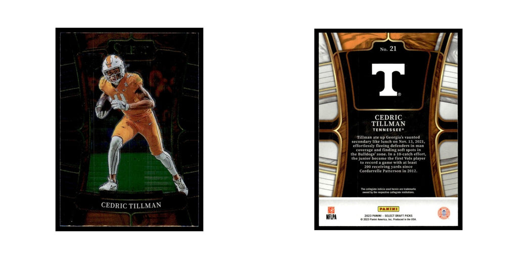 Cedric Tillman 2023 Panini Select Draft Picks #21 Tennessee Volunteers NM