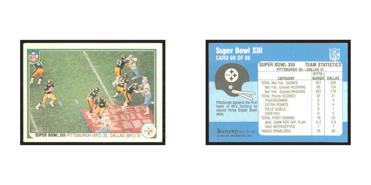 1983 Fleer Super Bowl XIII Statistics Pittsburgh Steelers/Dallas Cowboys #69.0