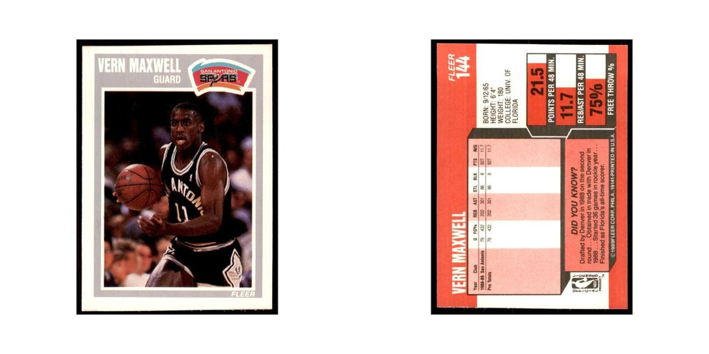 1989 Fleer Vern Maxwell Basketball Cards #144