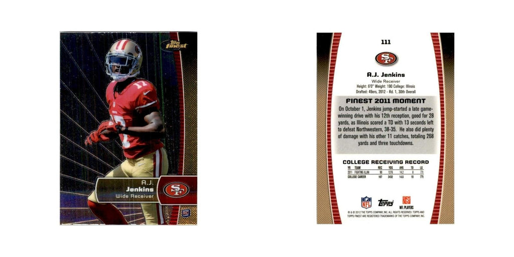 2012 Topps Finest A.J. Jenkins Football Cards #111