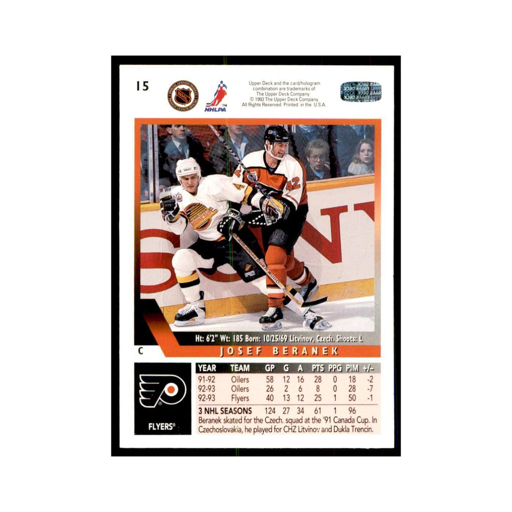 1993 Upper Deck Josef Beranek Hockey Cards #15