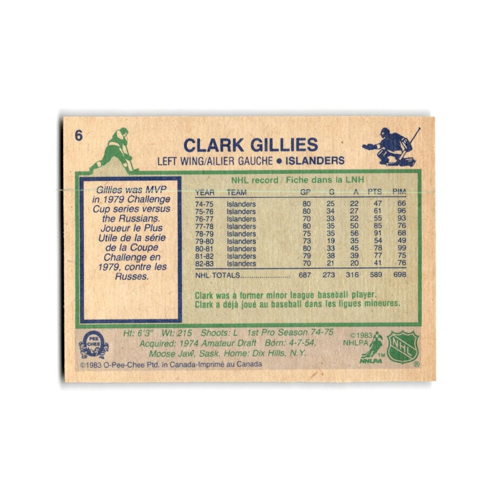 1983 O-Pee-Chee Clark Gillies New York Islanders #6