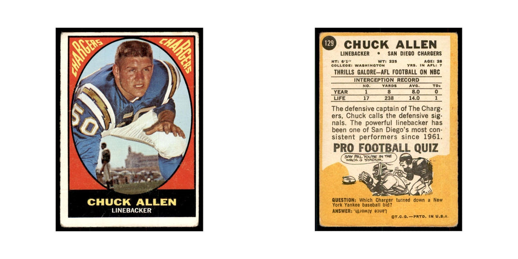 1967 Topps Chuck Allen San Diego Chargers #129