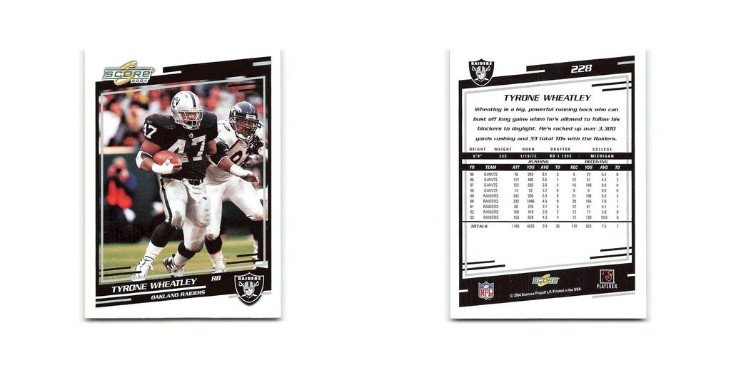 Tyrone Wheatley 2004 Score #228 Oakland Raiders Football Card NM