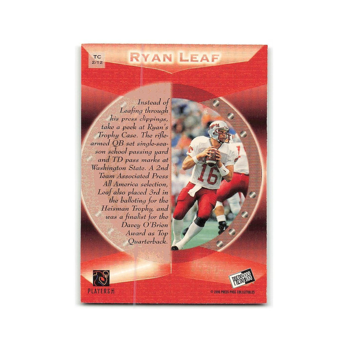 Ryan Leaf 1998 Press Pass #TC 2 Washington State Cougars Football Card NM