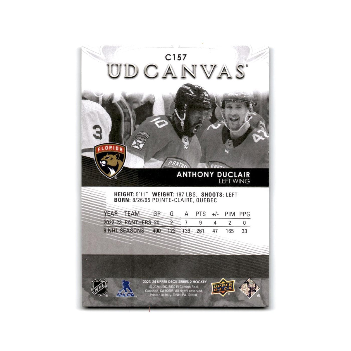 2023 Upper Deck UD Canvas Anthony Duclair Florida Panthers #C157