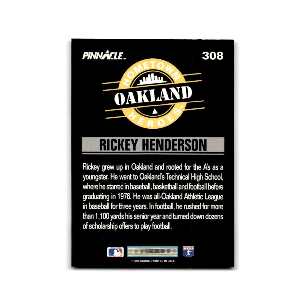 Rickey Henderson 1993 Pinnacle #308 Oakland Athletics Baseball Card NM