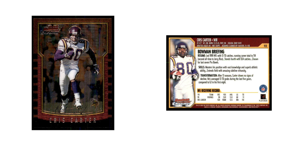 2000 Bowman Chrome Cris Carter Football Cards #113