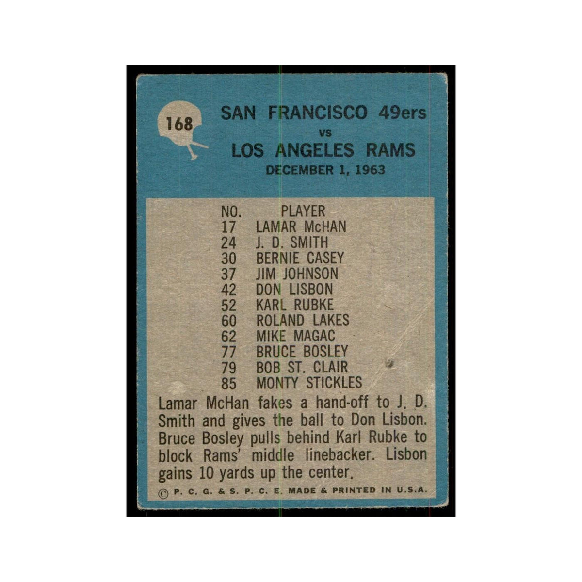 1964 Philadelphia (damaged) 49ers Play of the Year - Red Hickey Football Cards