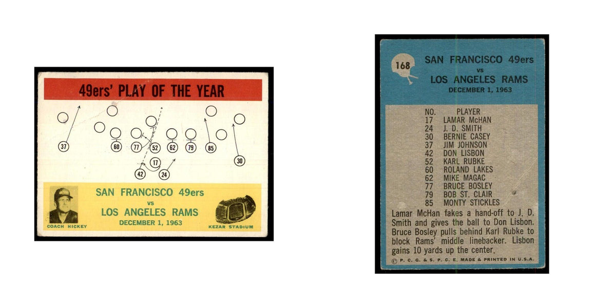 1964 Philadelphia (damaged) 49ers Play of the Year - Red Hickey Football Cards
