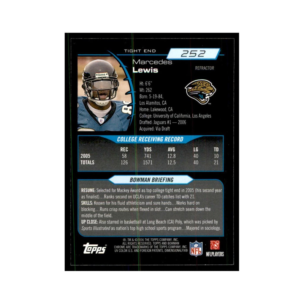 2006 Bowman Chrome Refractors Marcedes Lewis RC Football Cards #252