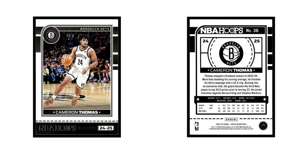 Cameron Thomas 2024 NBA Hoops #36 Brooklyn Nets Basketball Card NM