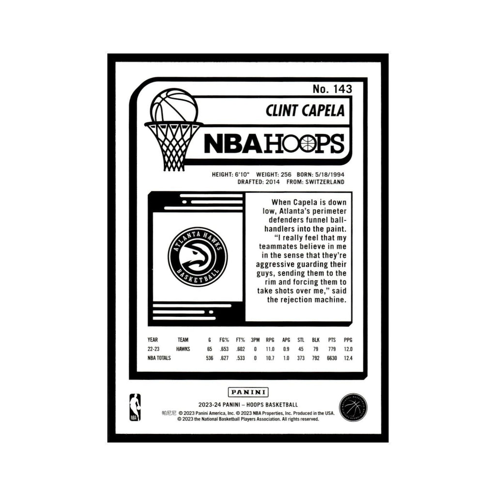 Clint Capela 2023 NBA Hoops #143 Atlanta Hawks Basketball Card NM