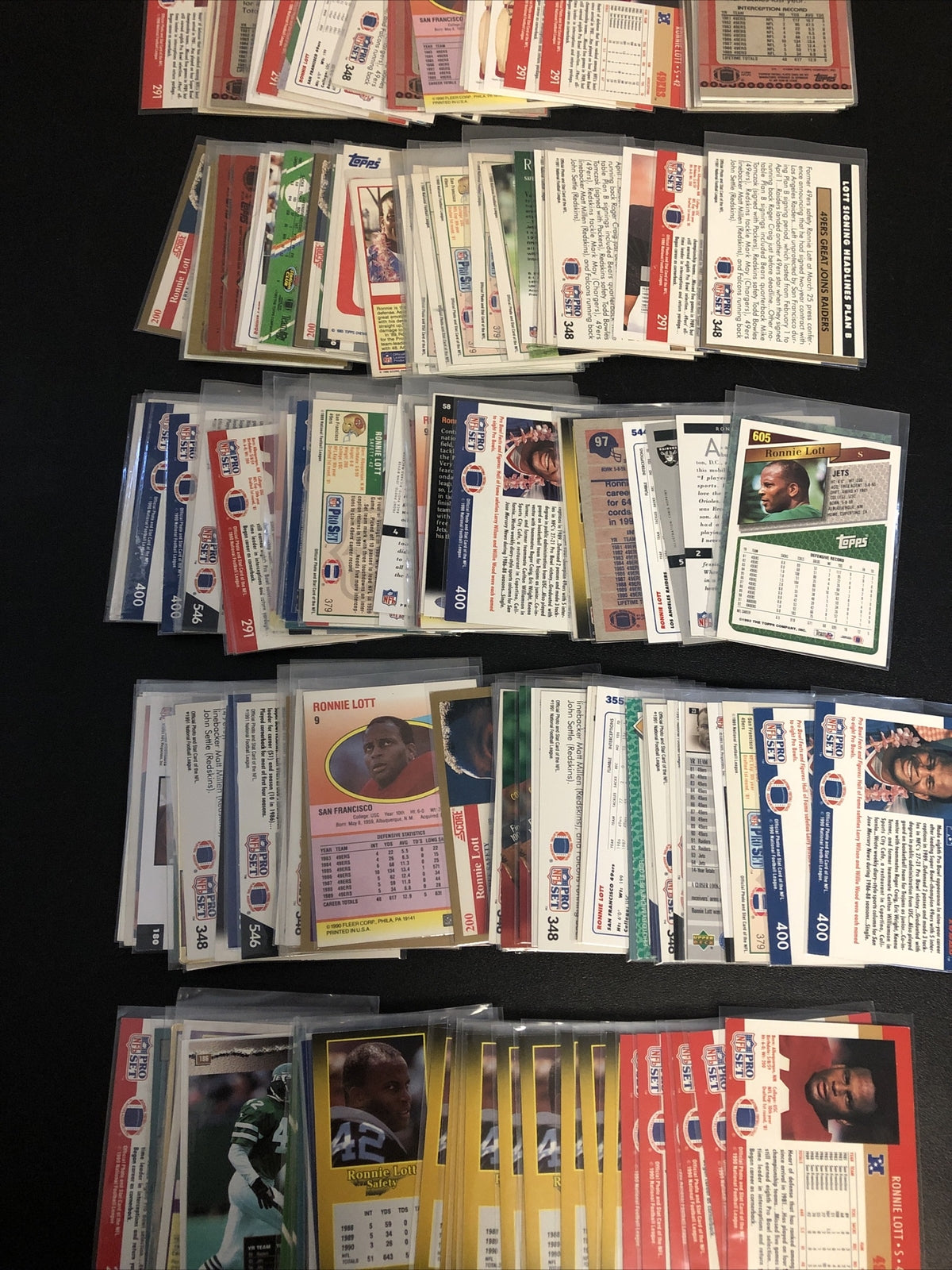 HUGE 196 CARD RONNIE LOTT  LOT. GREAT INSERTS/MIXED BRANDS/YRS/DUPS/EXC COND!