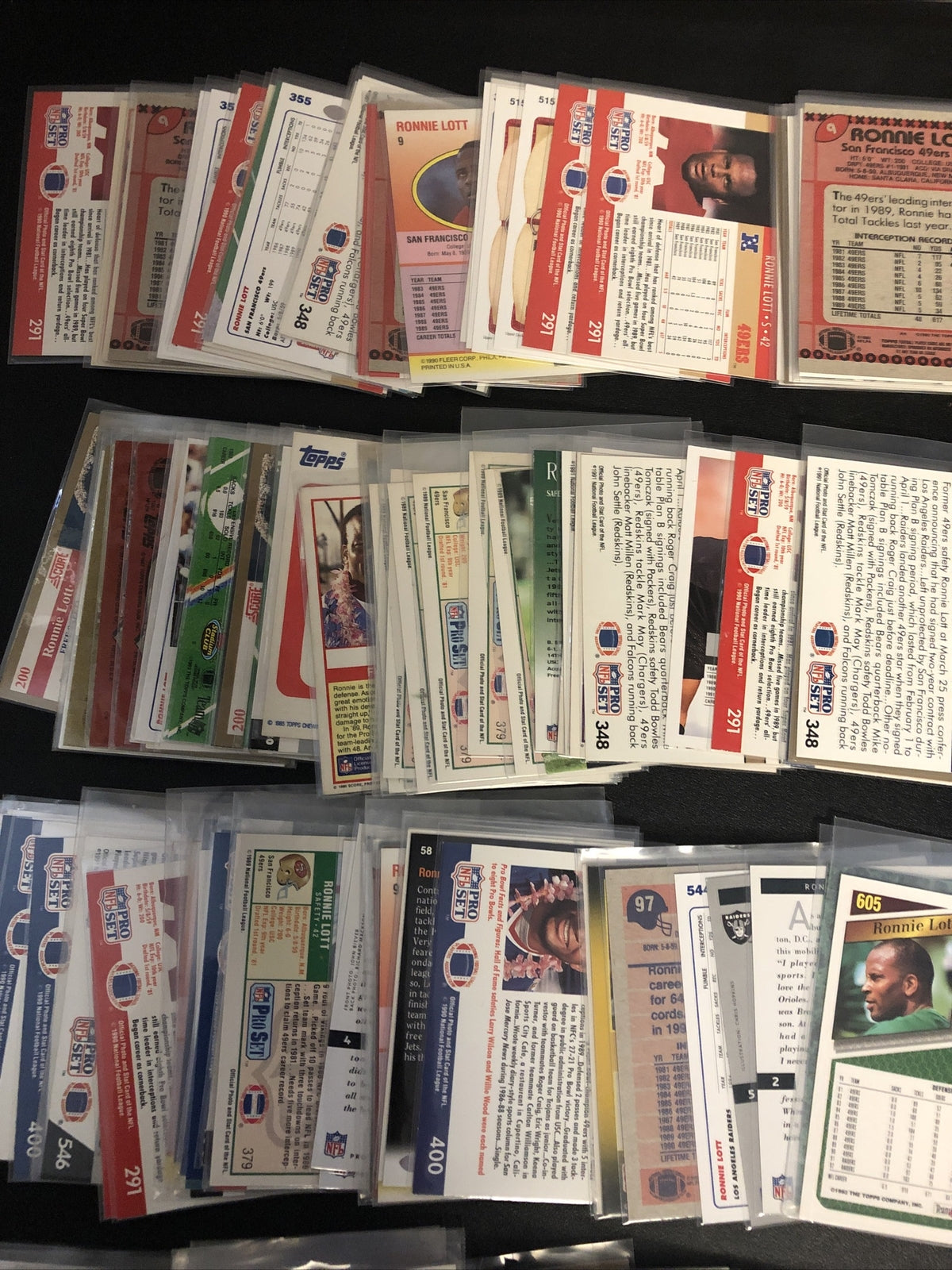 HUGE 196 CARD RONNIE LOTT  LOT. GREAT INSERTS/MIXED BRANDS/YRS/DUPS/EXC COND!