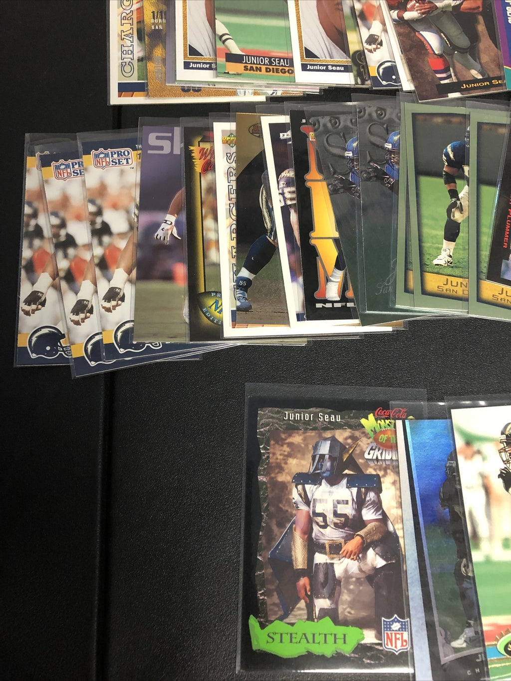Junior Seau football card lot 30+ cards Chargers