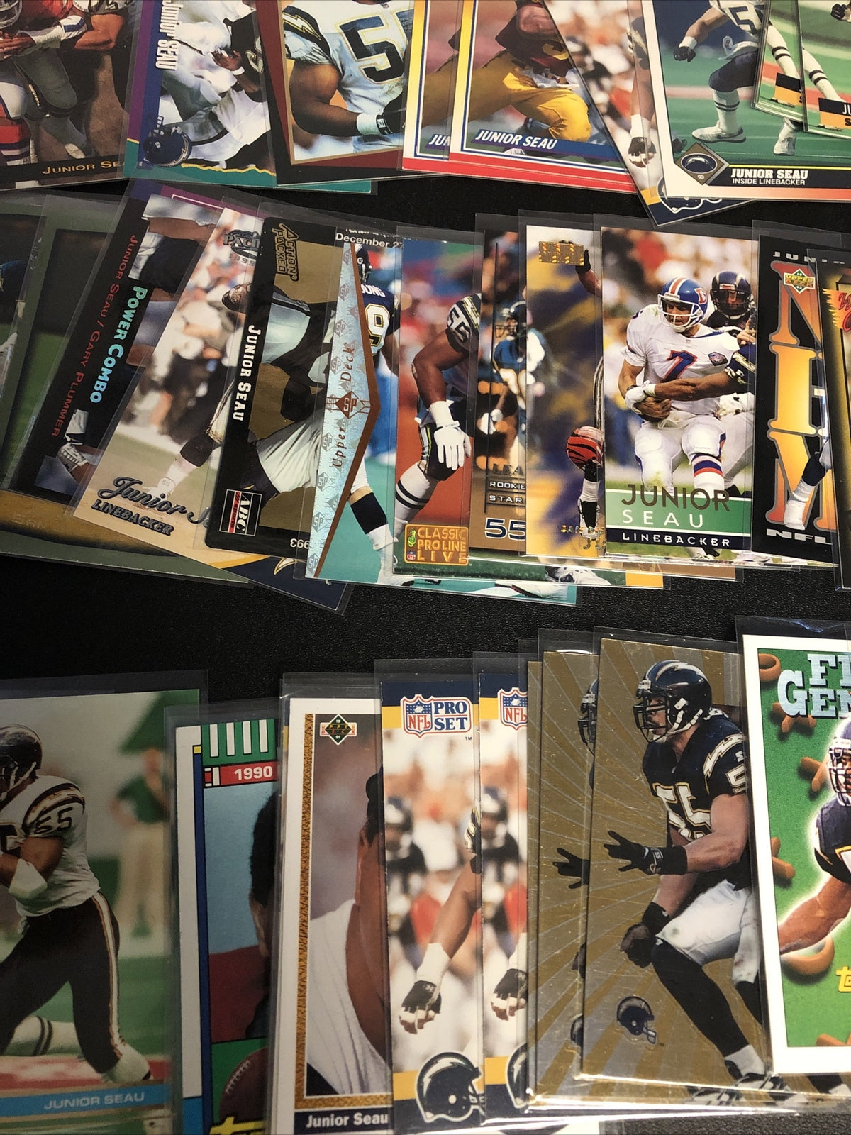 Junior Seau football card lot 30+ cards Chargers