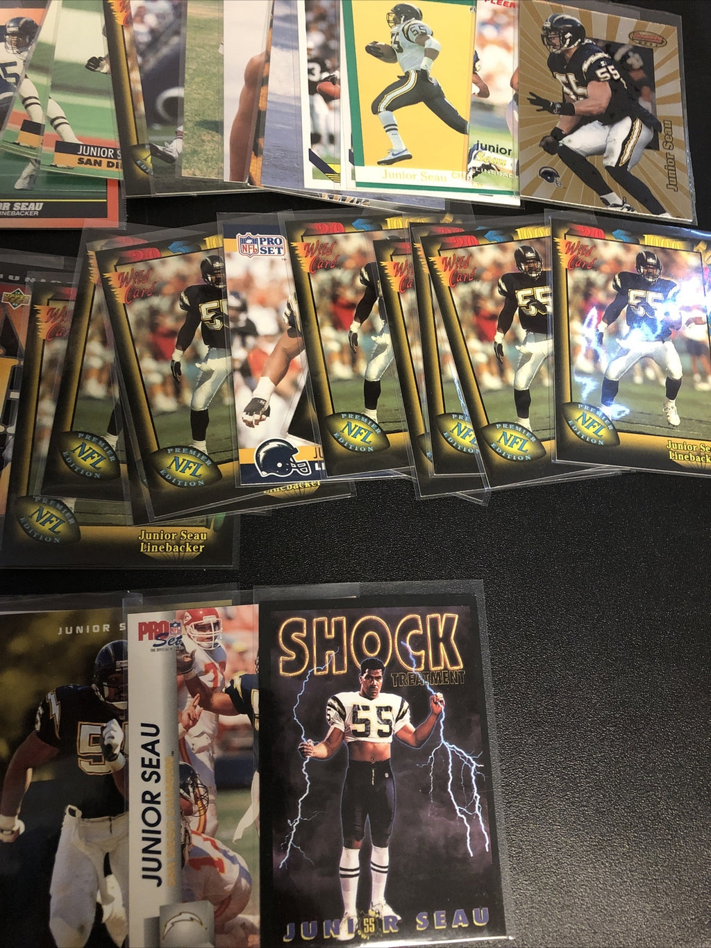 Junior Seau football card lot 30+ cards Chargers