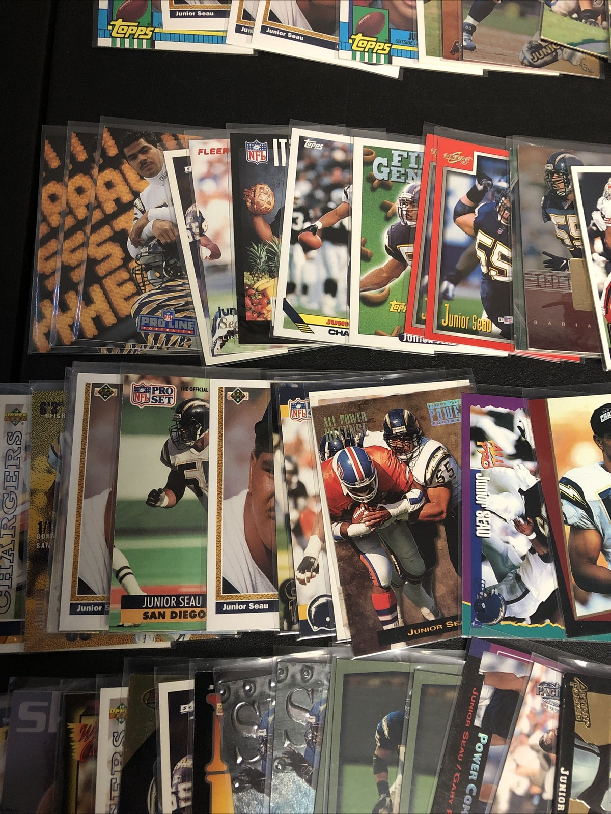 Junior Seau football card lot 30+ cards Chargers