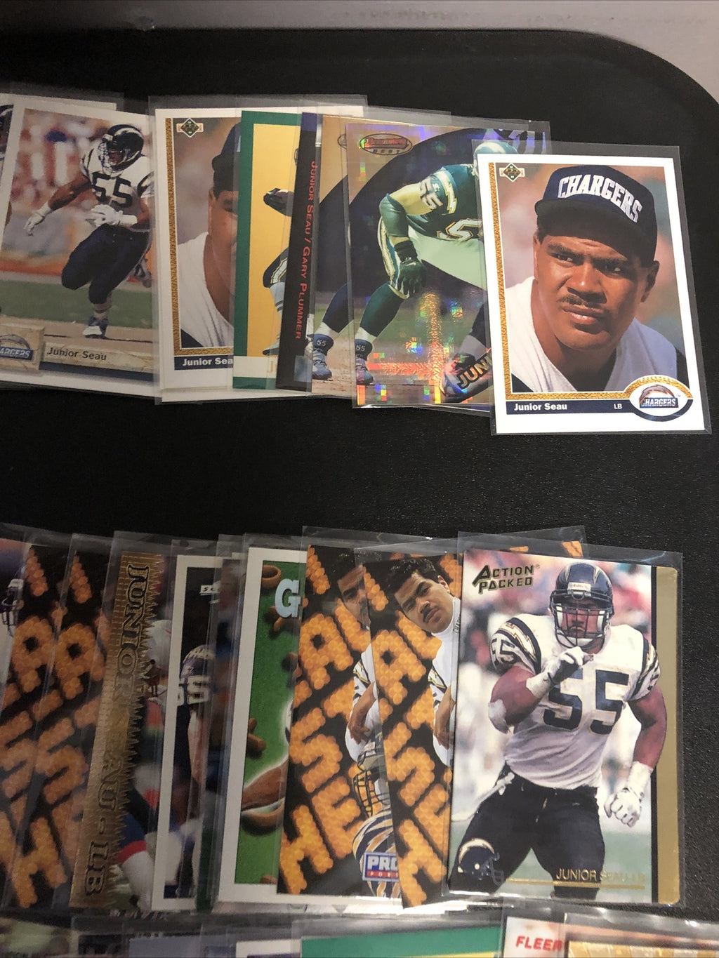 Junior Seau football card lot 30+ cards Chargers