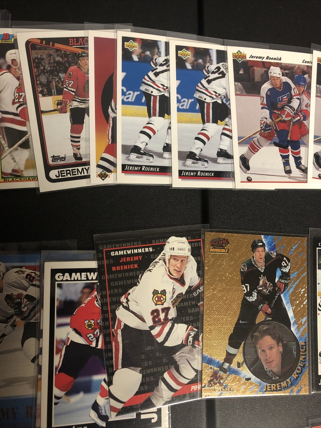 HUGE 27 CARD JEREMY ROENICK LOT. GREAT INSERTS/MIXED BRANDS/YRS/DUPS/EXC COND!