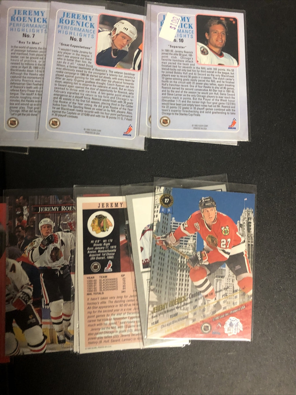 HUGE 27 CARD JEREMY ROENICK LOT. GREAT INSERTS/MIXED BRANDS/YRS/DUPS/EXC COND!