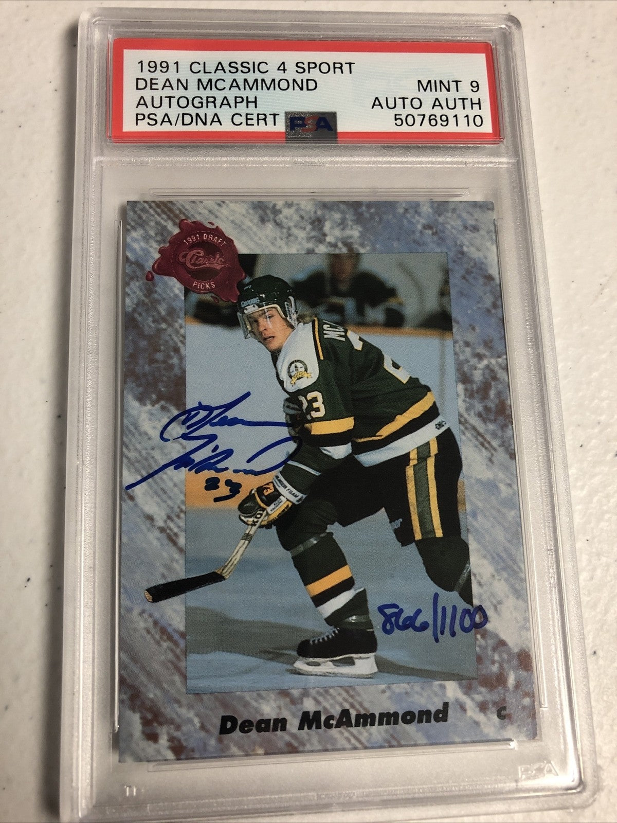 1991 CLASSIC 4 SPORT DEAN MCAMMOND PSA GRADED MINT 9 PSADNA CERTIFIED 866/1100