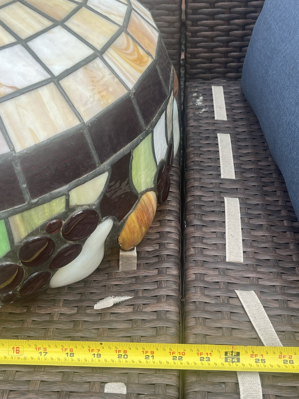 Vintage Stained Glass Hanging Lamp Fruit Pattern -Tiffany Style 22” Diameter