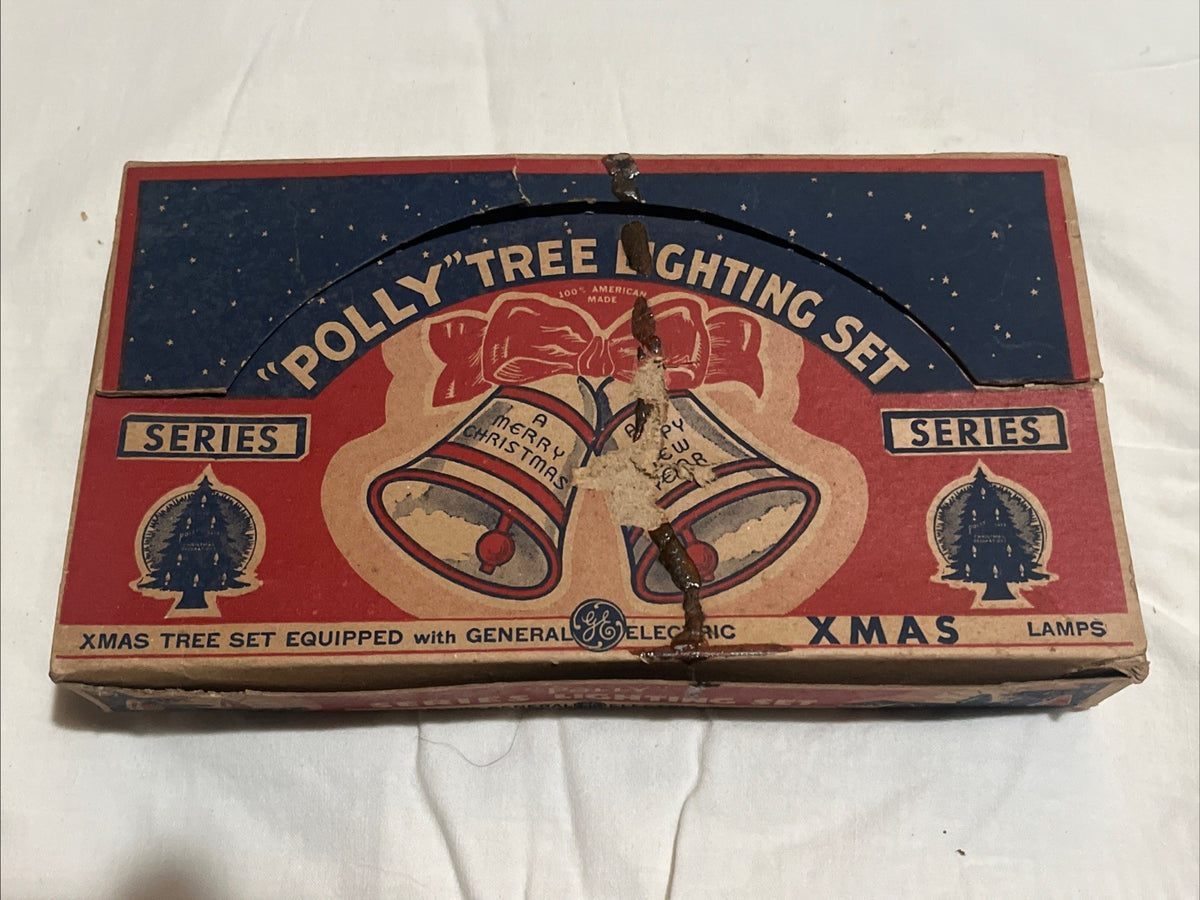 Vintage Polly Tree Lighting Set Christmas Lights 15 Lights In Box GE Mazda Lamps