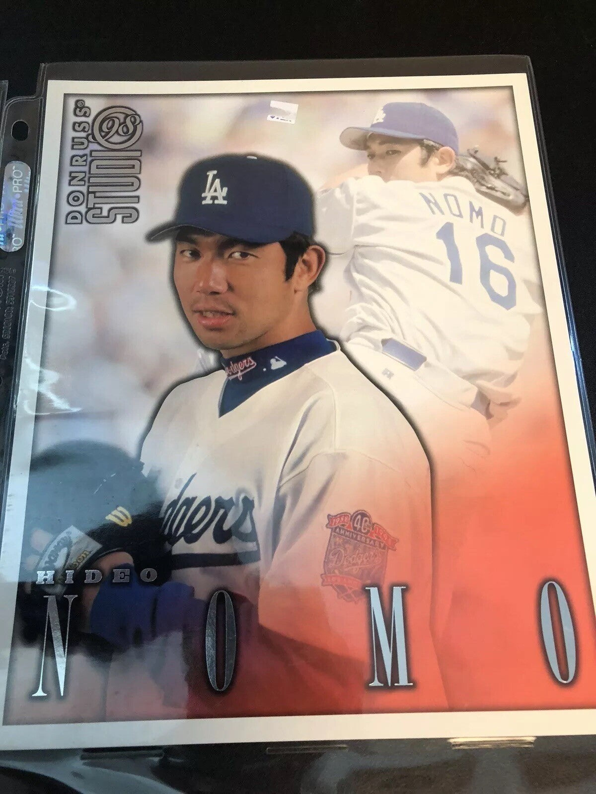 1997 PINNACLE ZENITH #18/24 & 1-1998 DONRUSS STUDIO #16 HIDEO NOMO 8X10’S