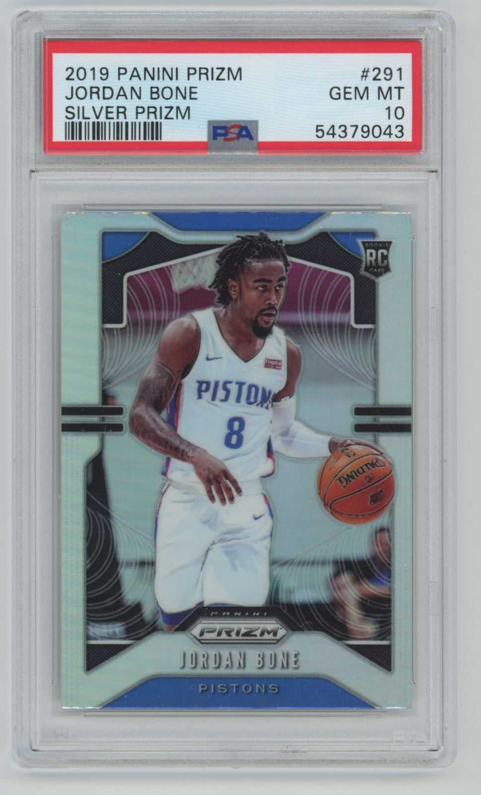 2019-20 Panini Prizm Silver Prizm Jordan Bone Rookie PSA 10 Detroit Pistons #291