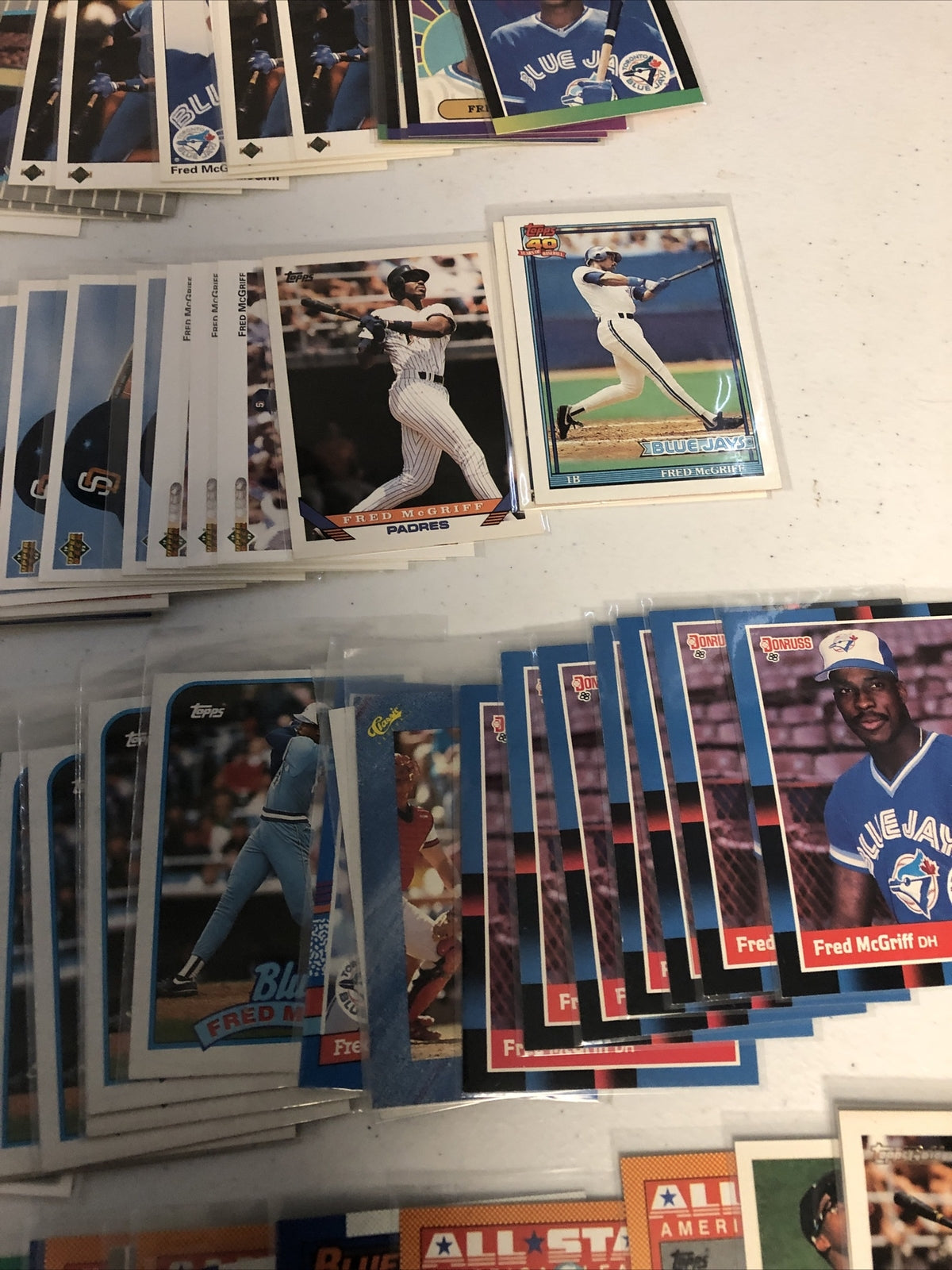 Fred McGriff baseball card lot 300+ baseball cards Toronto Blue Jays