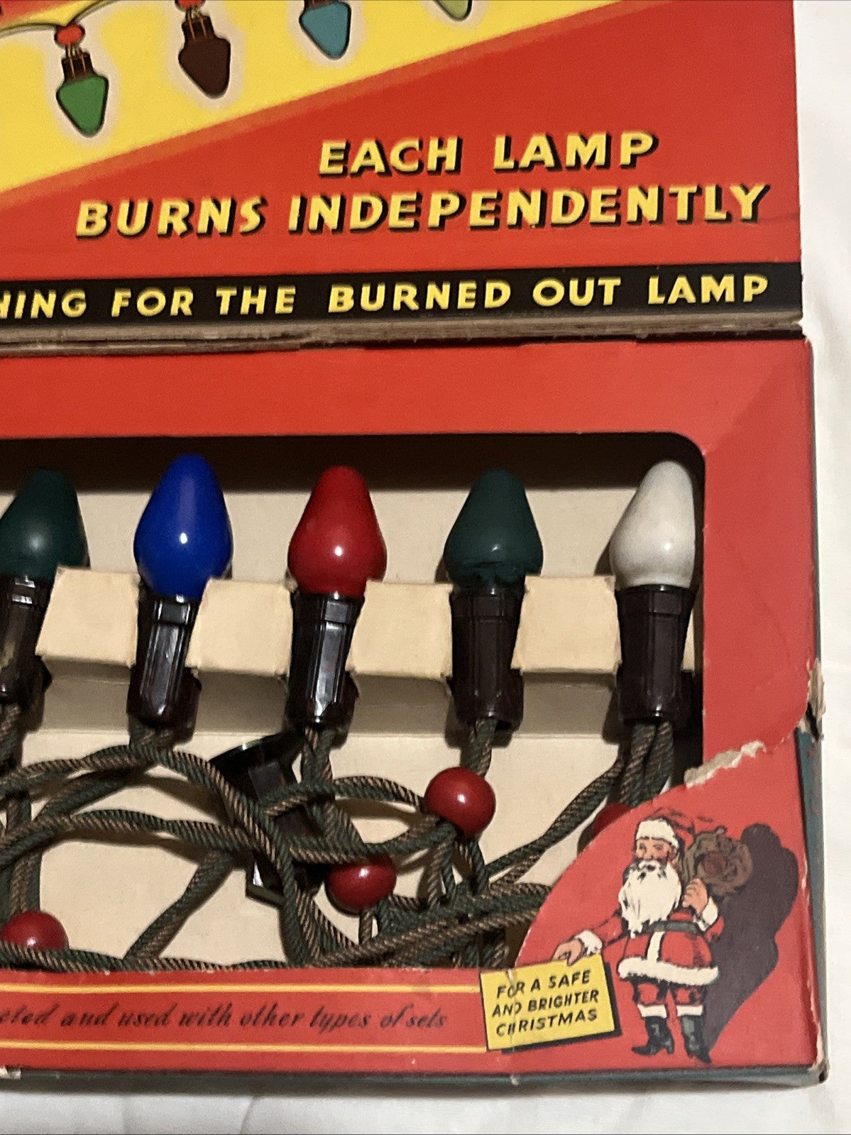 1940s 1950s Noma Christmas Lights String of 7 With Box!! Work Perfect!