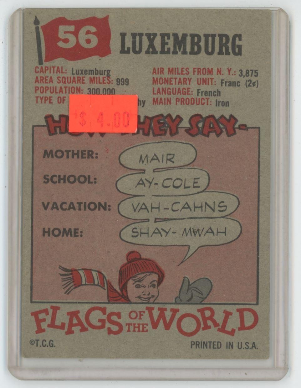1956 Topps Flags of the World Luxemburg #56