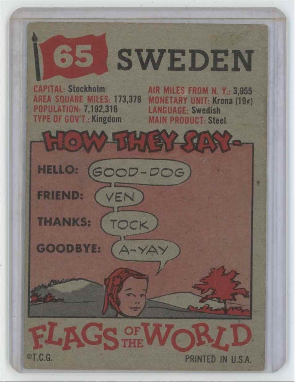 1956 Topps Flags of the World Sweden #65