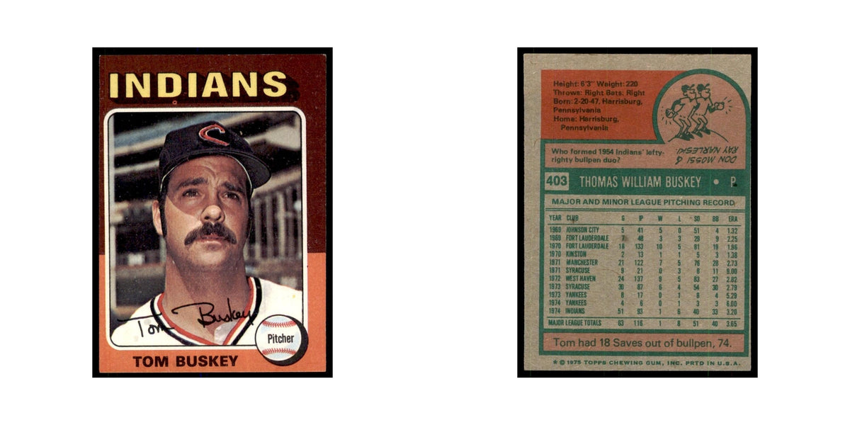 1975 Topps Tom Buskey RC Indians #403