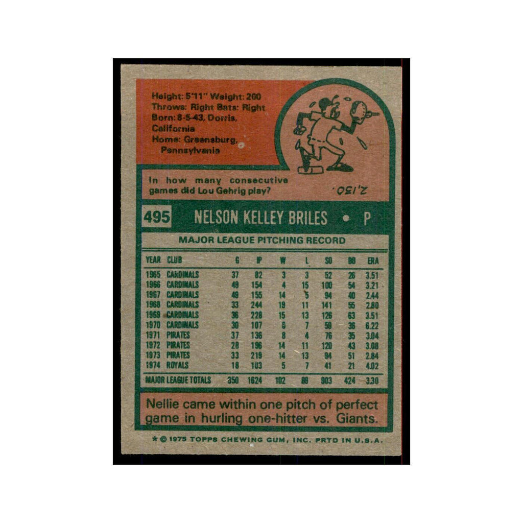 1975 Topps Nelson Briles Royals #495