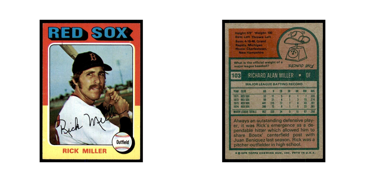 1975 Topps Rick Miller Red Sox #103