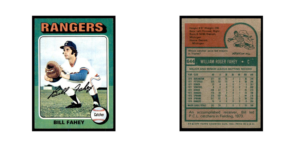 1975 Topps Bill Fahey Rangers #644