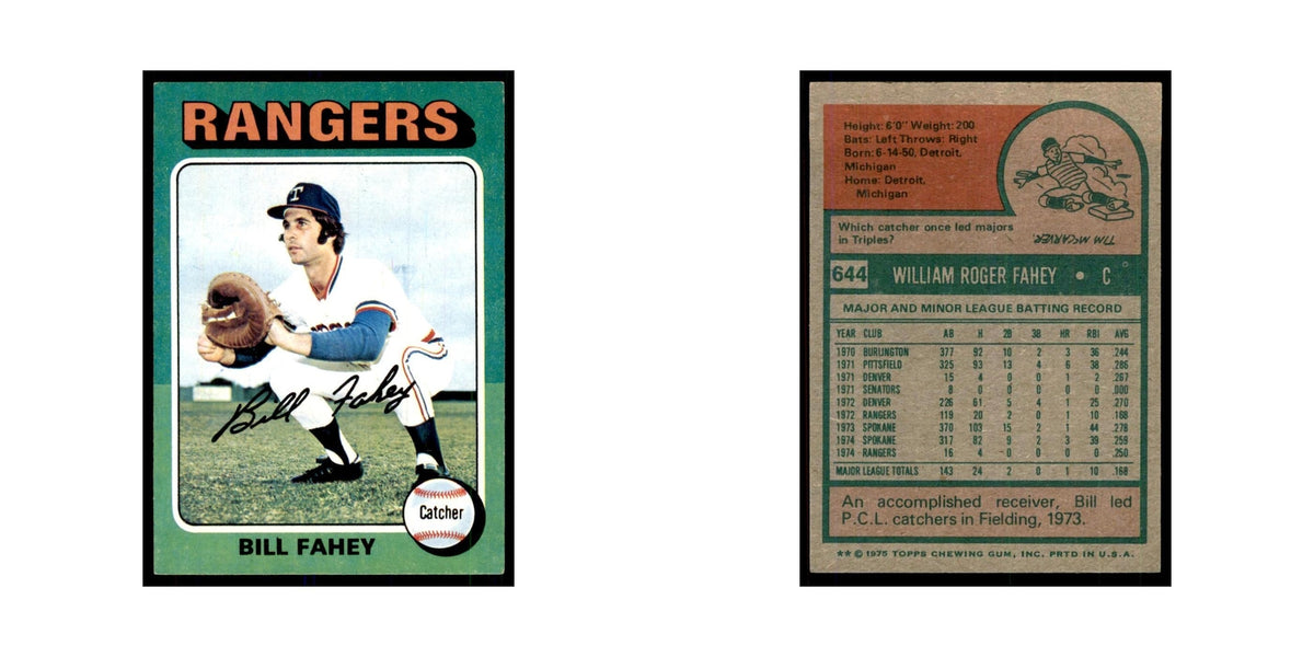 1975 Topps Bill Fahey Rangers #644