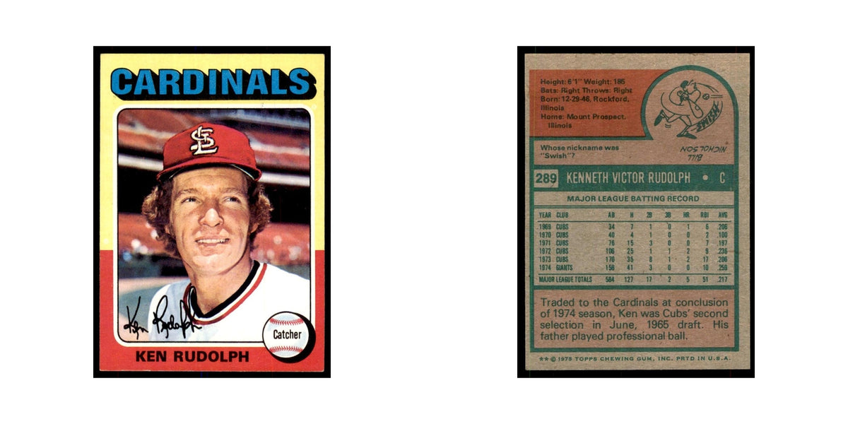 1975 Topps Ken Rudolph Cardinals #289