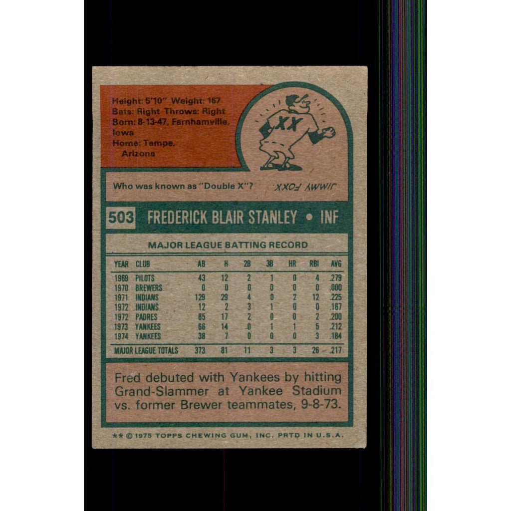 1975 Topps Fred Stanley Yankees #503