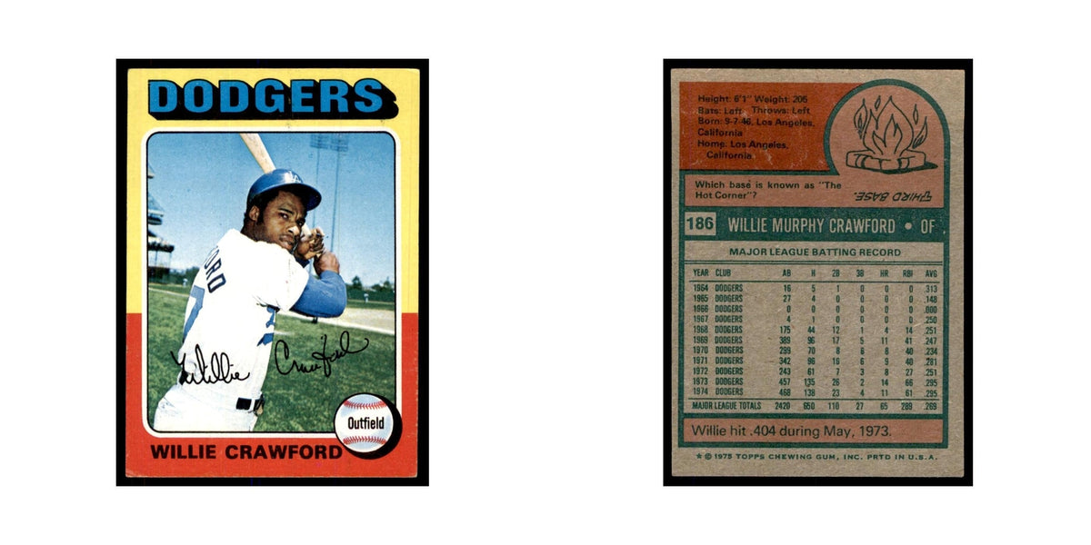 1975 Topps Willie Crawford Dodgers #186
