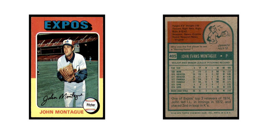 1975 Topps John Montague RC Montreal Expos #405