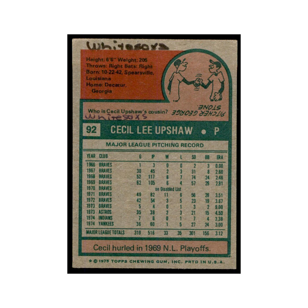 1975 Topps Cecil Upshaw Yankees #92