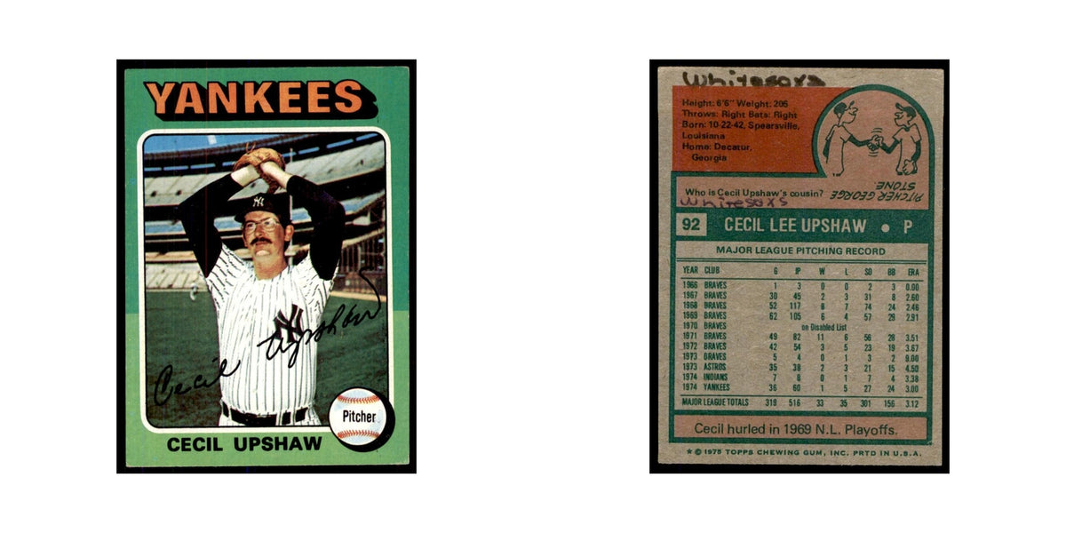 1975 Topps Cecil Upshaw Yankees #92